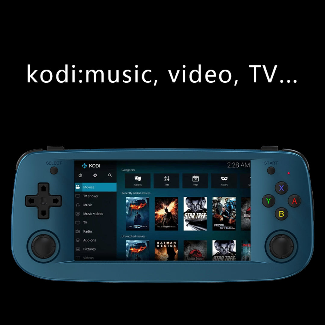 Anbernic RG503 in blue; Kodi support for music, video and TV