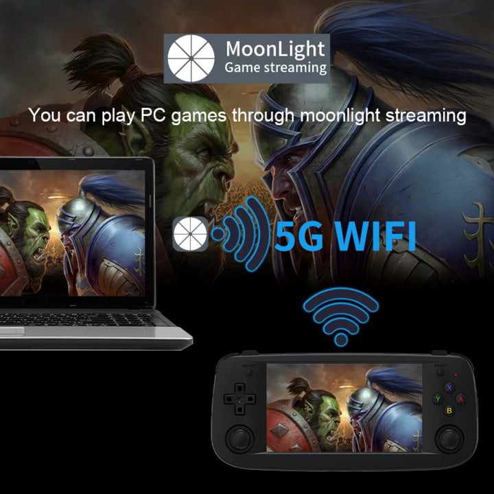 Anbernic RG503 in black 5G wifi connection to PC using Moonlight Streaming