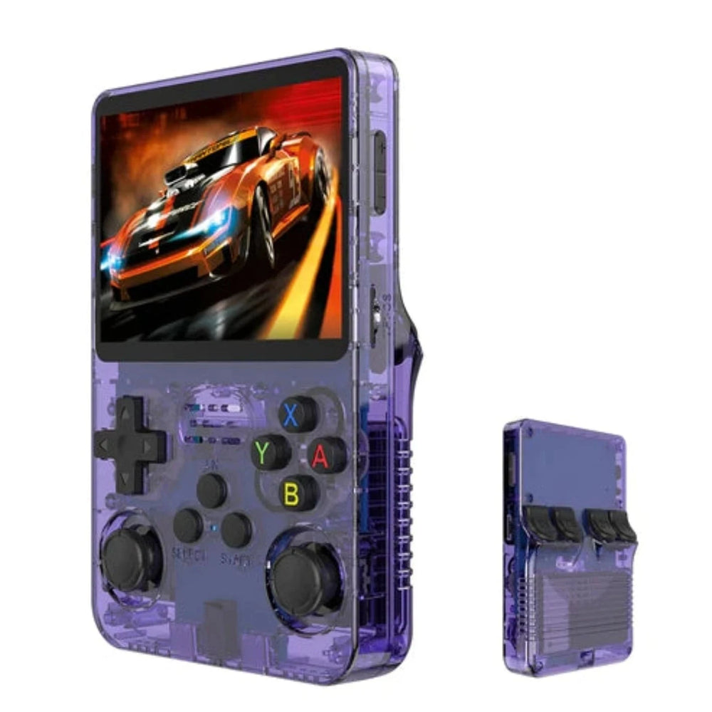 POCKET GAMES - Game Console R36S | 128Gb 21000+ Games 3.5" IPS 640x480 Transparent Purple Game Console