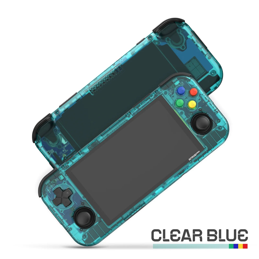 Photo of the Retroid Pocket 3 plus in clear blue/ transparent blue