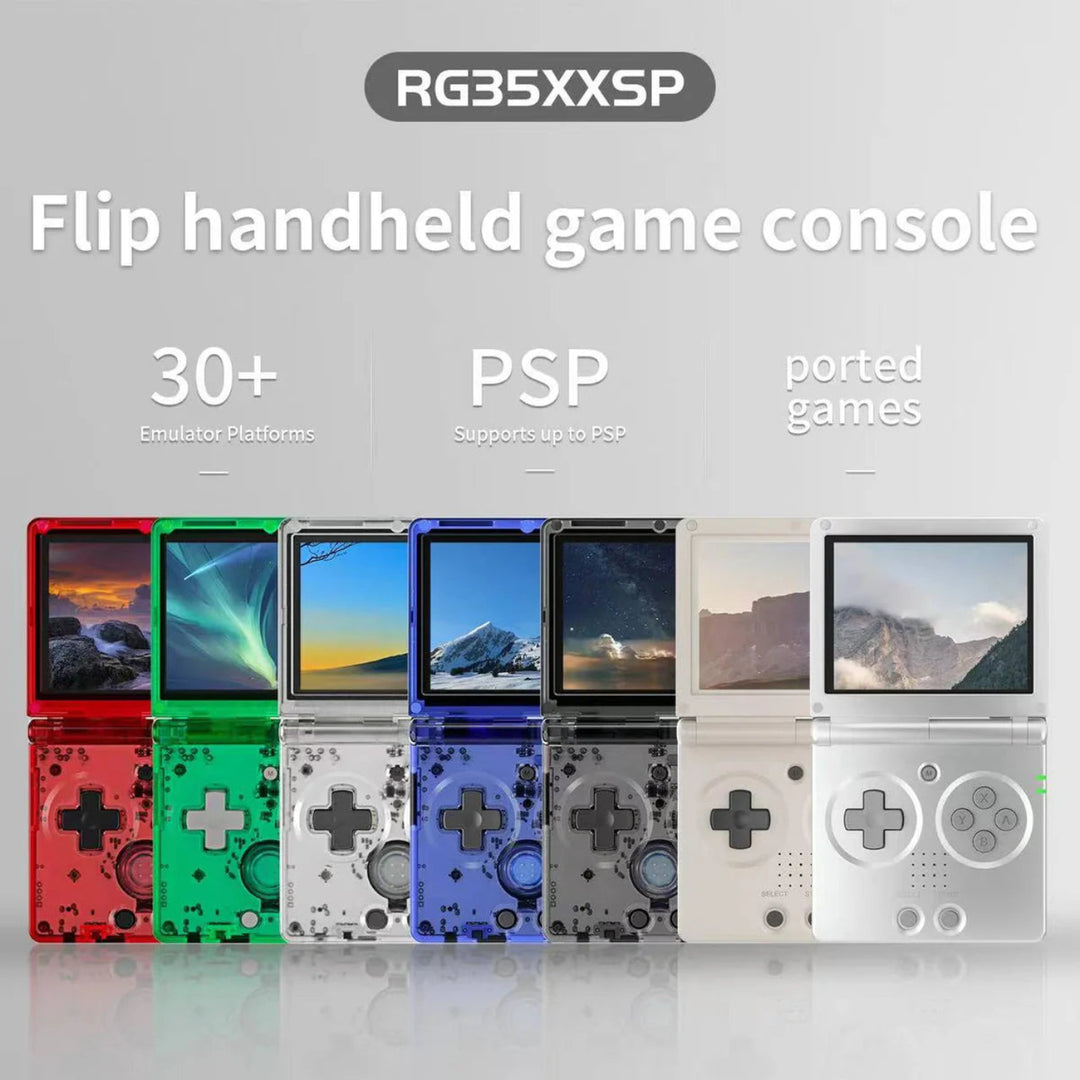 Pocket Games Anbernic RG35XXSP in all seven colours