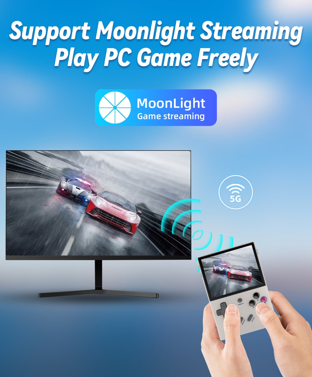 Anbernic RG35XXPLUS come with 5G Wifi to seamlessly stream to your PC via the built in Moonlight streaming app.
