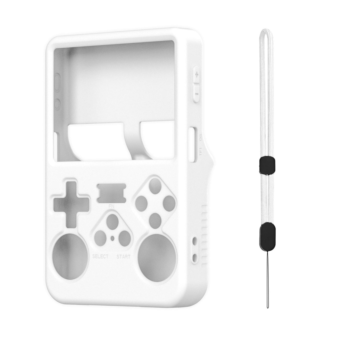 White gaming console with controller design on a white background