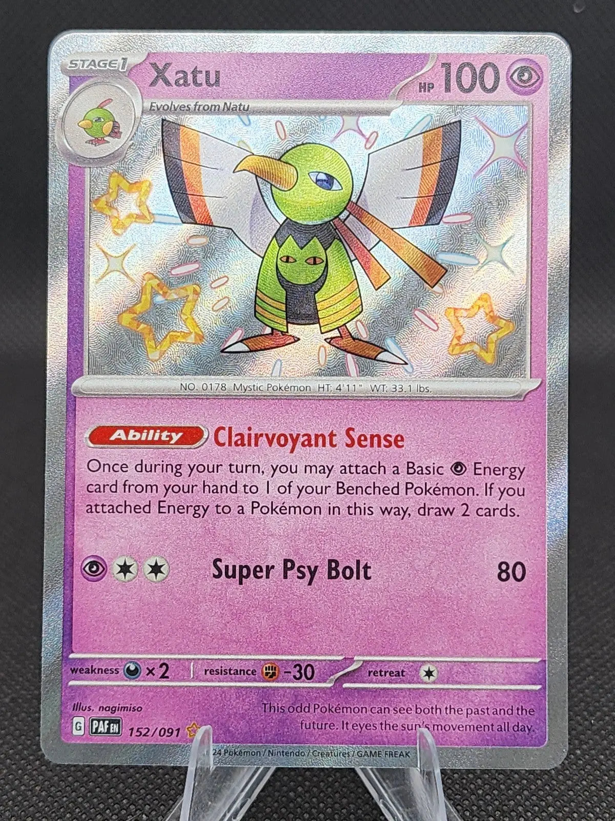 Xatu - Shiny Rare 152/091 SV: Paldean Fates NM