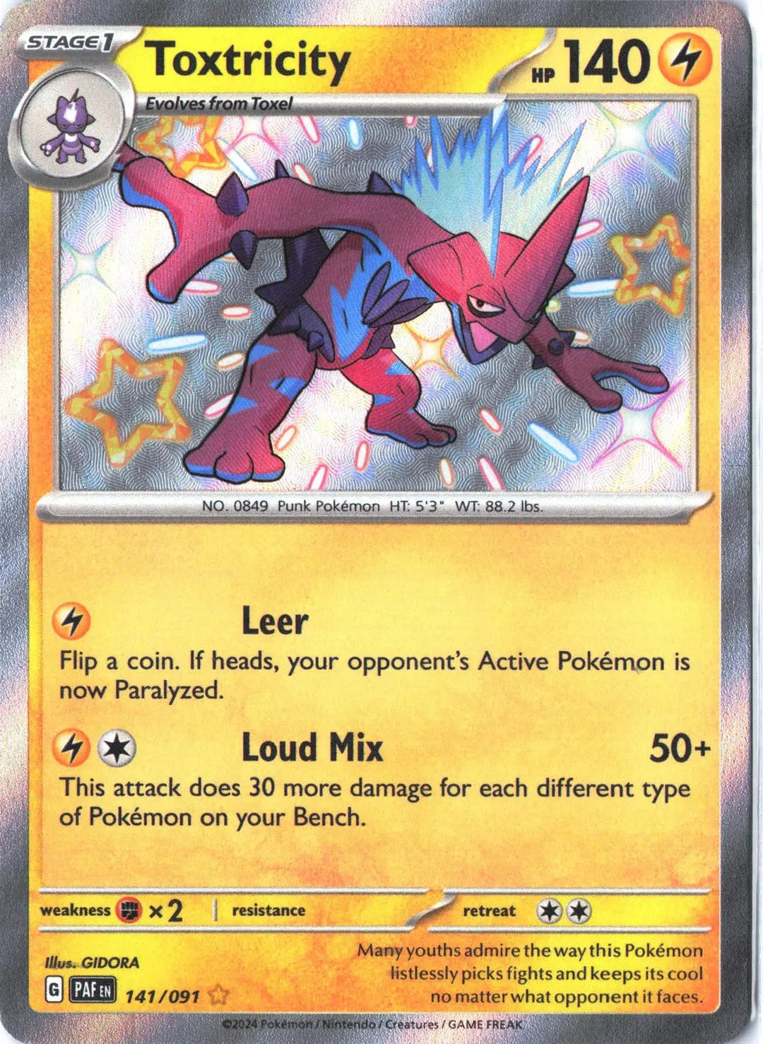 Toxtricity Shiny Rare 141/091 SV: Paldean Fates PAF