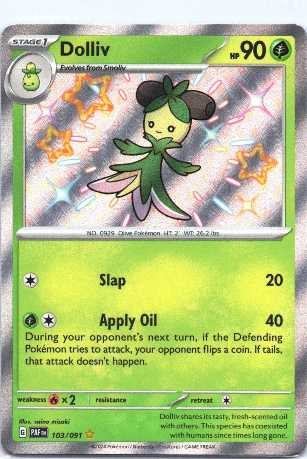 Dolliv Shiny Rare 103/091 SV: Paldean Fates PAF