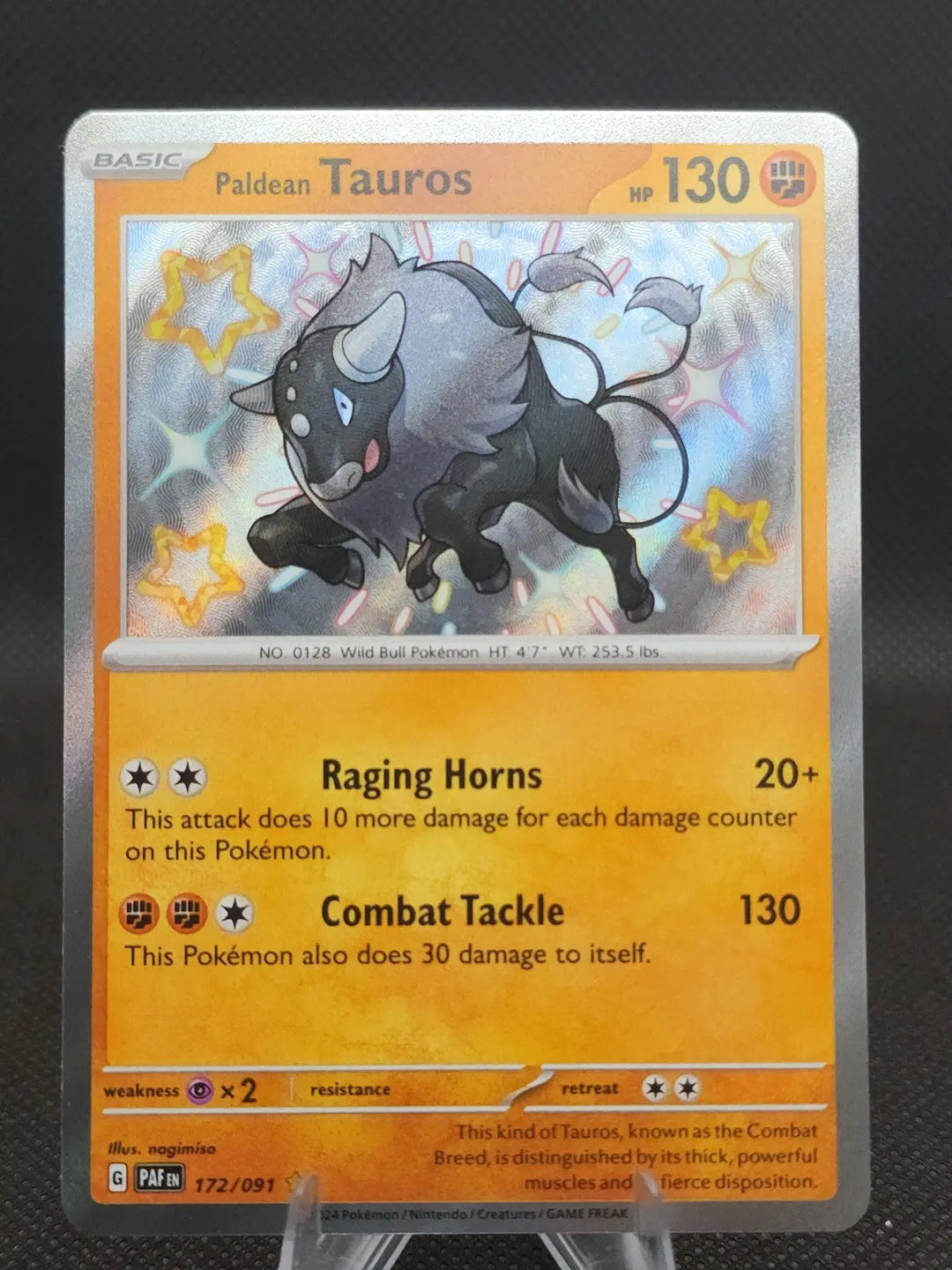 Paldean Tauros 172/091 Shiny Rare Holo Paldean Fates - Pokemon TCG - NM/M