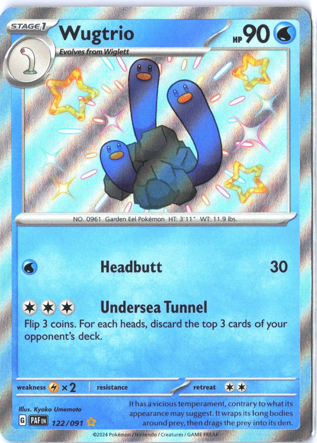 Wugtrio Shiny Rare 122/091 SV: Paldean Fates PAF