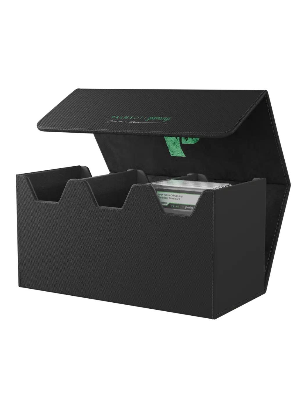 Collector's Series Graded Card Storage Case - Large Black card holder with green text on a white background