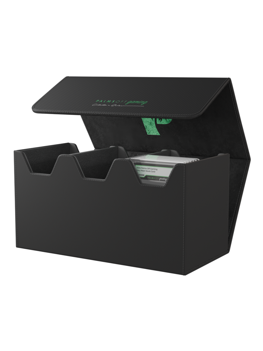 Collector's Series Graded Card Storage Case - Large Black card holder with green text on a white background