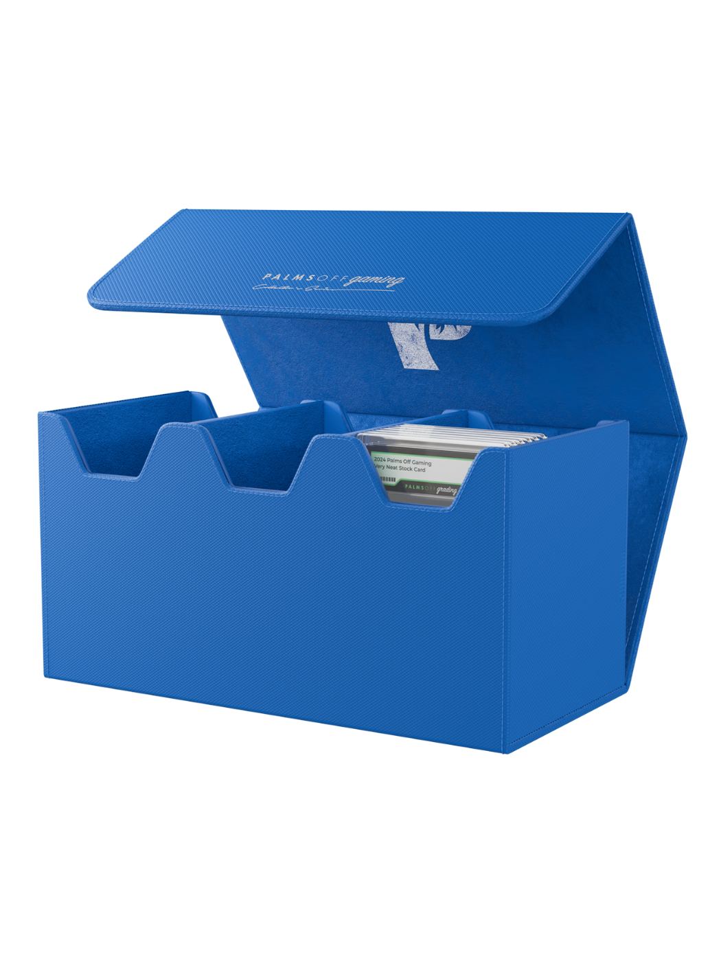 Collector's Series Graded Card Storage Case - Large Blue card holder with cards inside on a white background