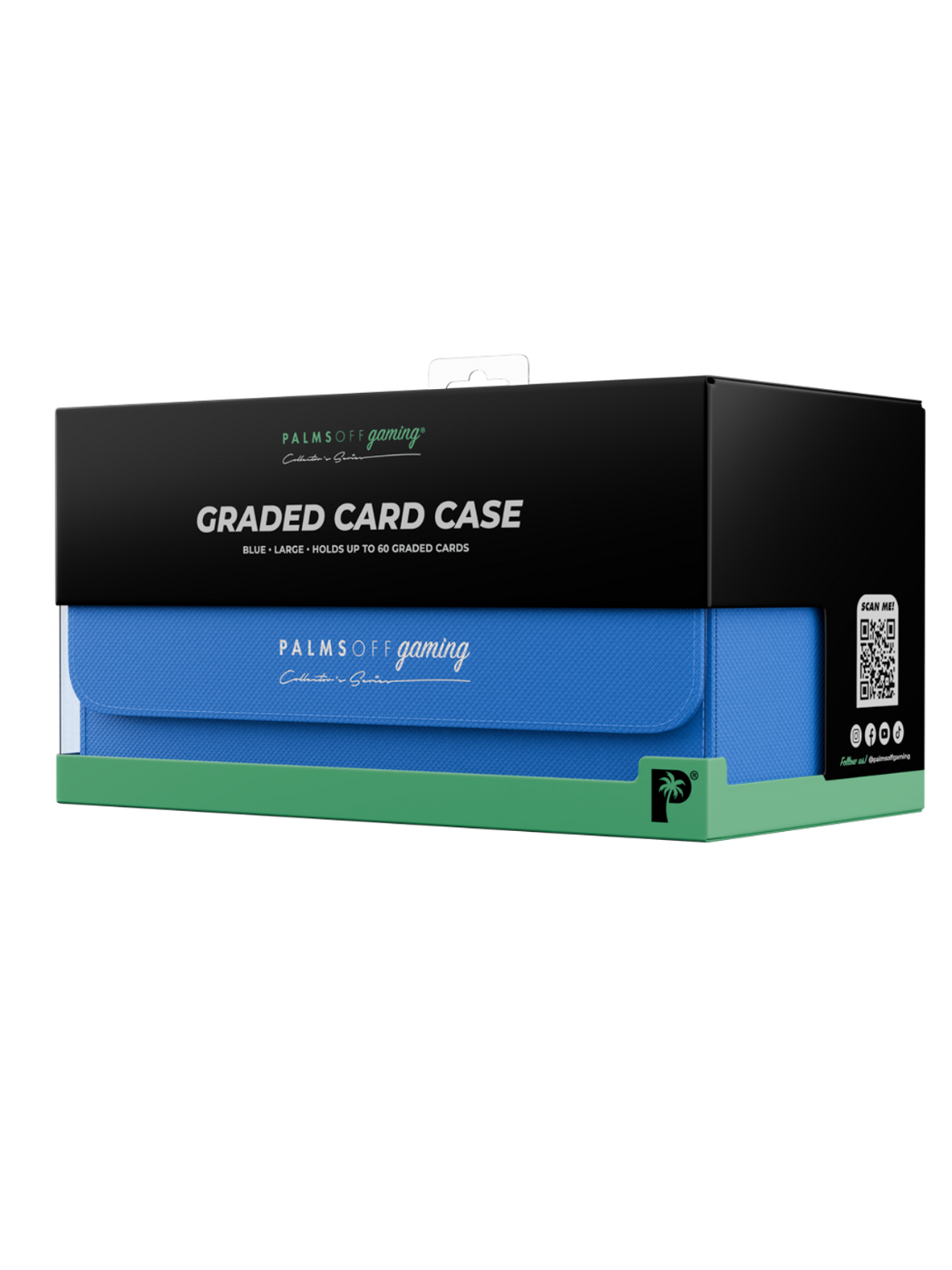 Collector's Series Graded Card Storage Case - Large Blue graded card case packaging with black lid on a white background