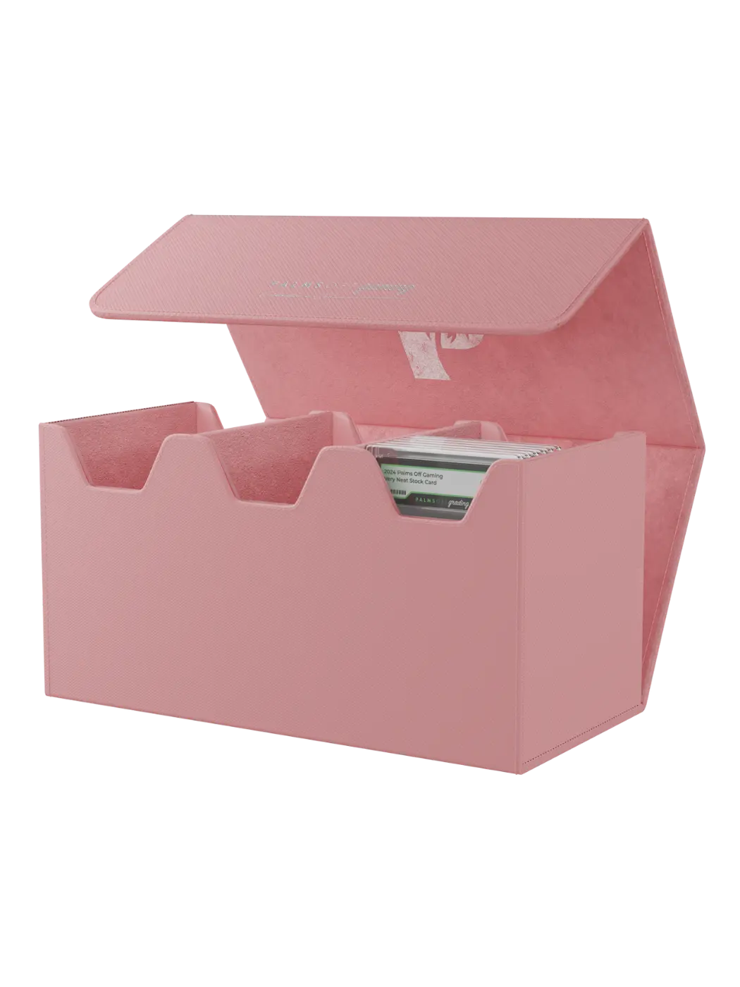 Collector's Series Graded Card Storage Case - Large Pink card holder with cards inside on a white background