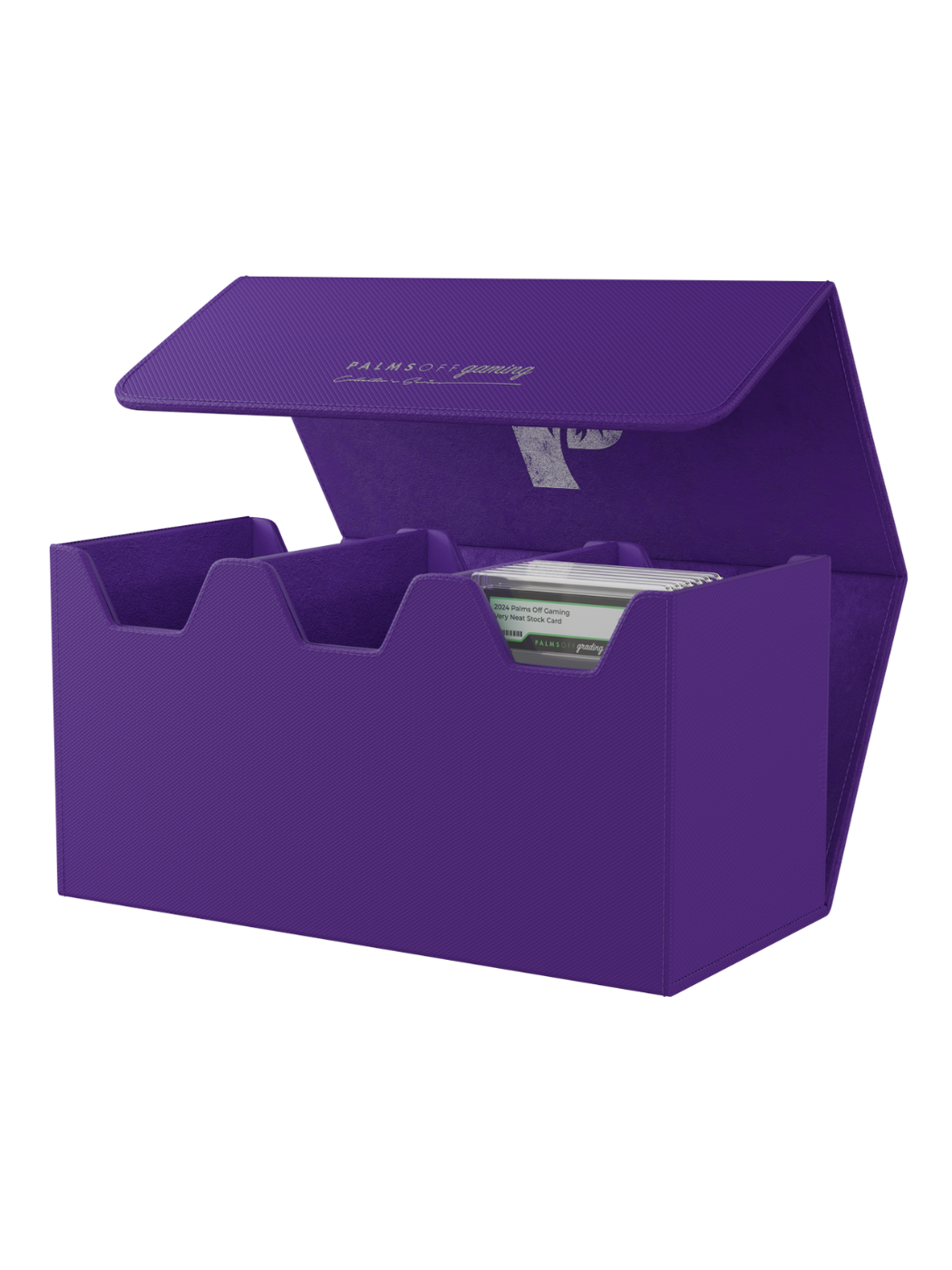 Collector's Series Graded Card Storage Case - Large Purple card holder with cards inside on a white background