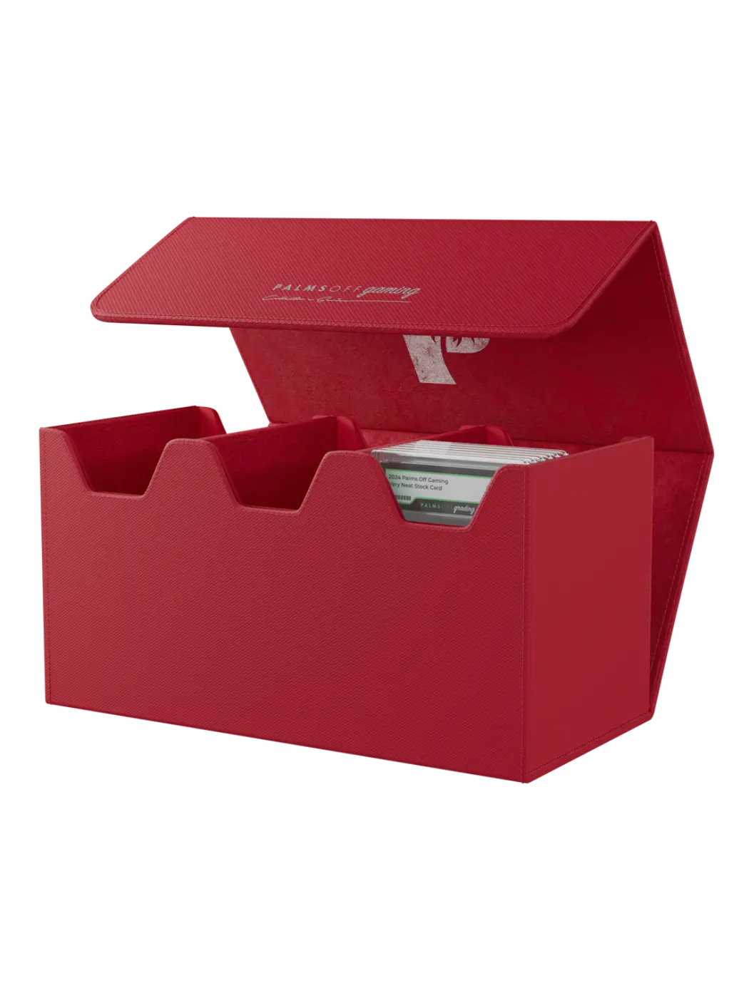 Collector's Series Graded Card Storage Case - Large Red card holder with a white card inside on a white background