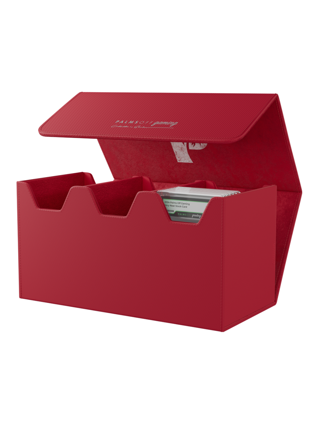 Collector's Series Graded Card Storage Case - Large Red card holder with a white card inside on a white background