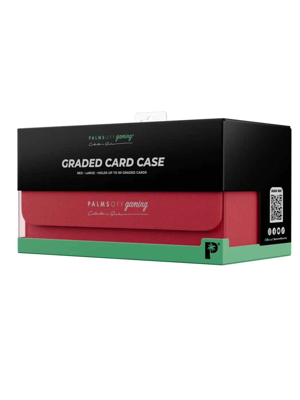 Collector's Series Graded Card Storage Case - Large Red and black graded card case packaging with 'Palms Off Gaming' branding on a white background.