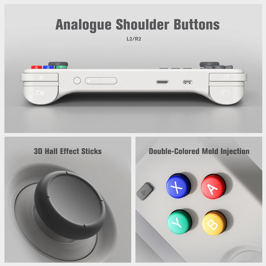 Showing the Retroid Pocket 2S buttons and colour configurations