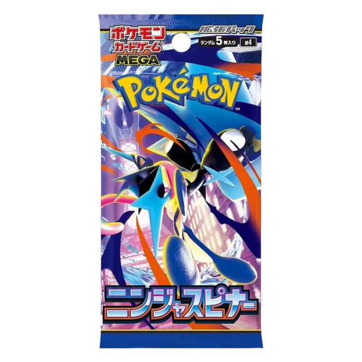 Pokémon trading card game pack featuring Mega Ninjaská on a white background