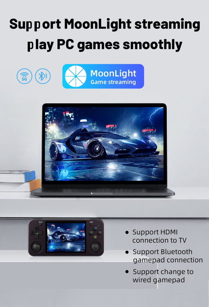 Anbernic RG353M: Supports moonlight streaming. Supports HDMI connectivity to TV