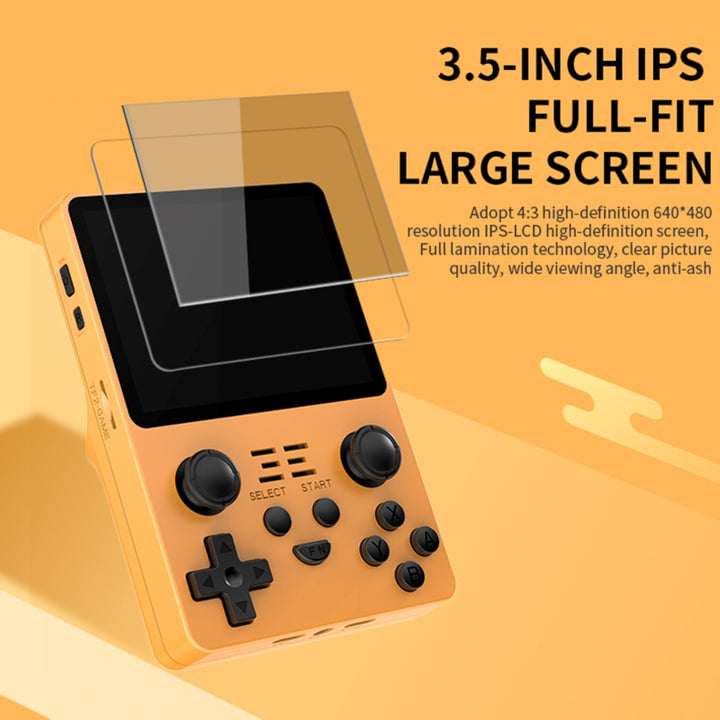 3.5 inch IPS full fit large screen display at 4:3 ratio and 640*480 resolution on the Powkiddy RGB20S
