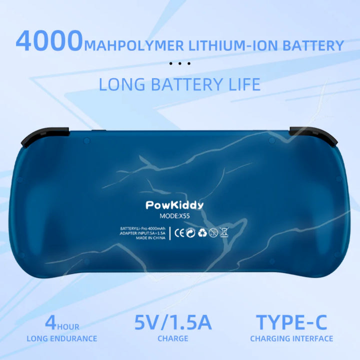 Powkiddy X55 Battery information: 4000Mah. Type-C charging