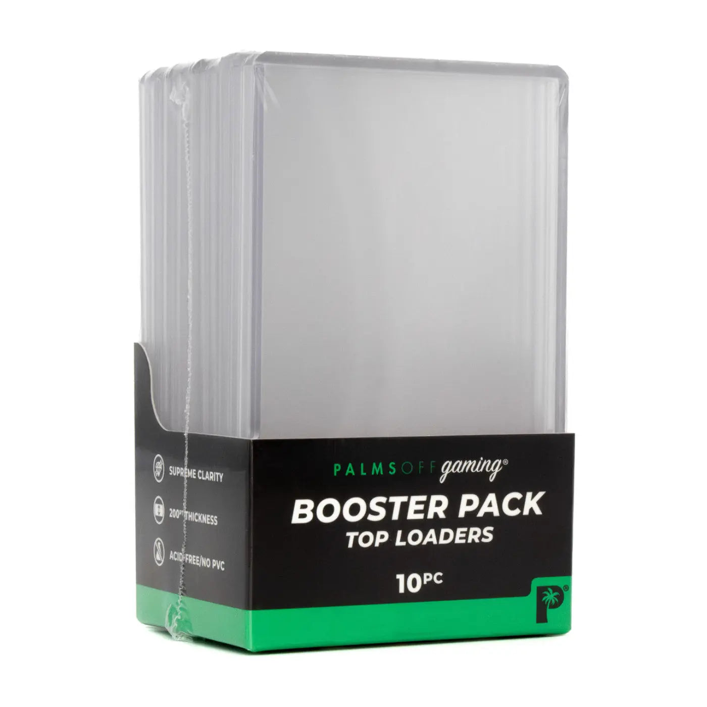 Pack of Palms of gaming booster pack top loaders on a white background