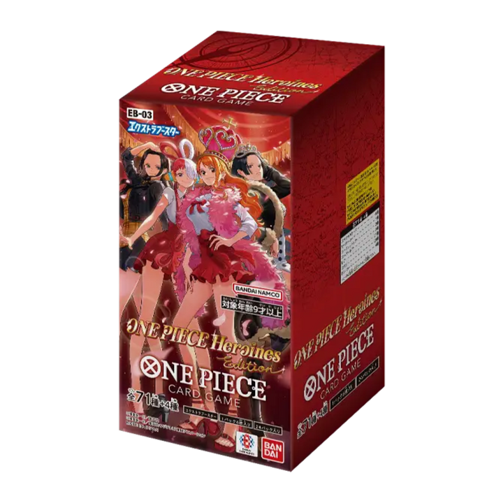 One Piece EB-03 card game box featuring characters on a red background
