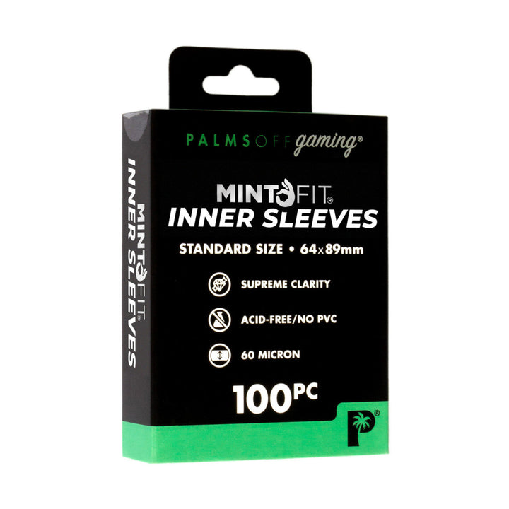 Box of Palms Off Gaming Mint Fit Inner Sleeves on a white background