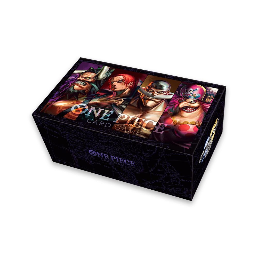 One Piece card game box with character illustrations on a white background