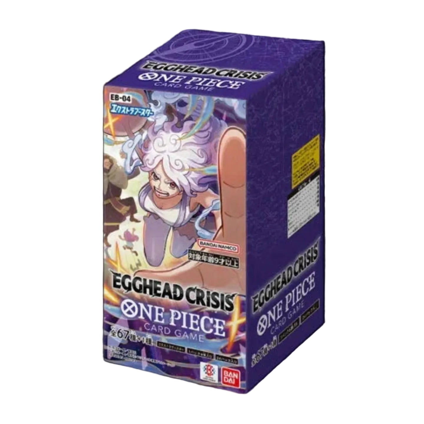 Card game box for 'Egghead Crisis One Piece' on a black background