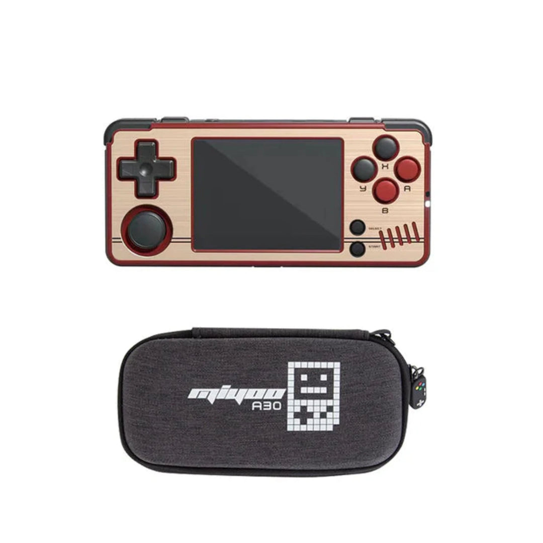 Pocket Games Miyoo A30 in red and gold plus a carry case