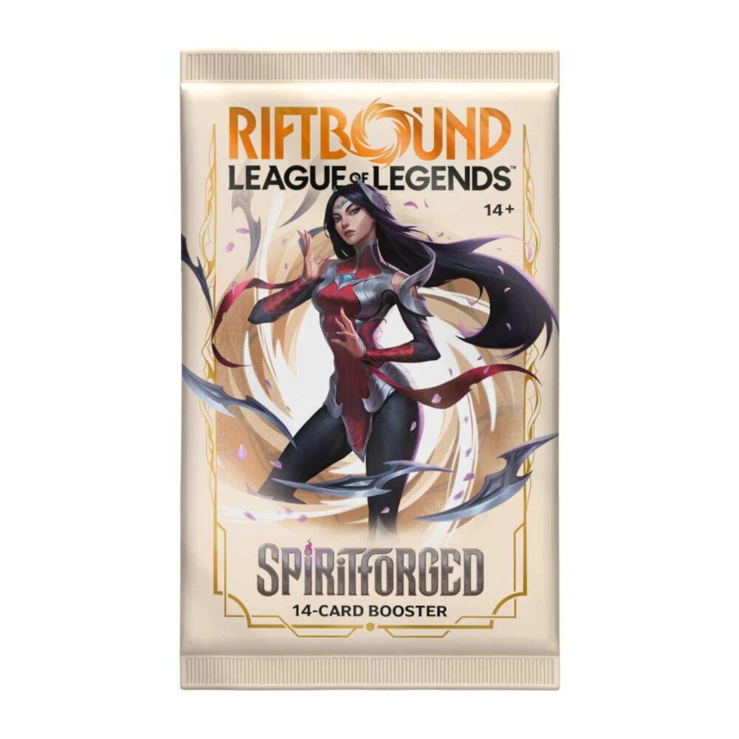 Riftbound League of Legends Spirit forged card booster pack on a white background