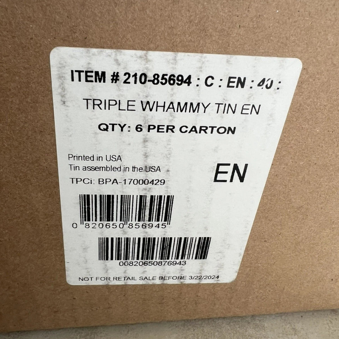 Label on a cardboard box with product details and barcode
