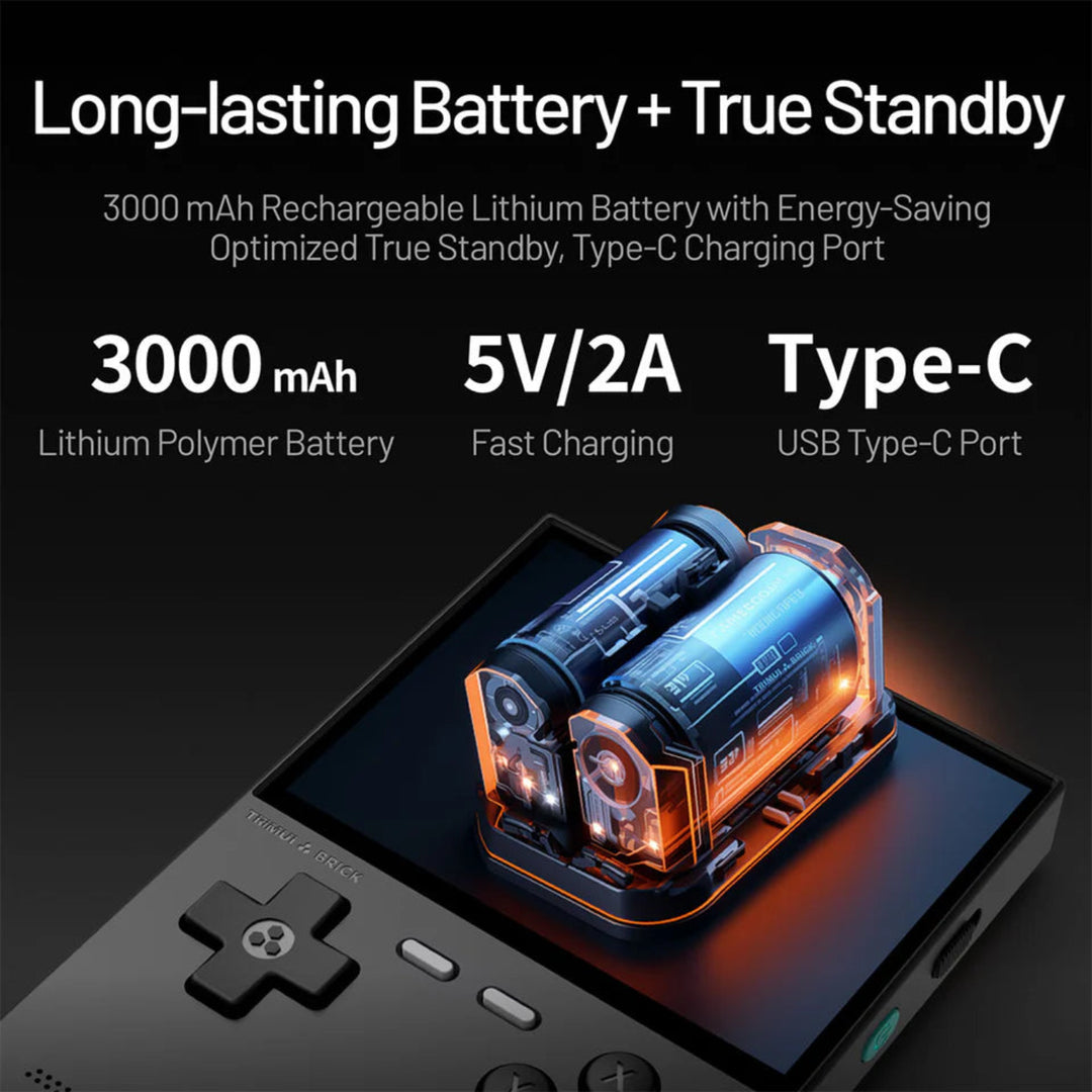 Pocket Games TrimUI Brick large, fast charging battery